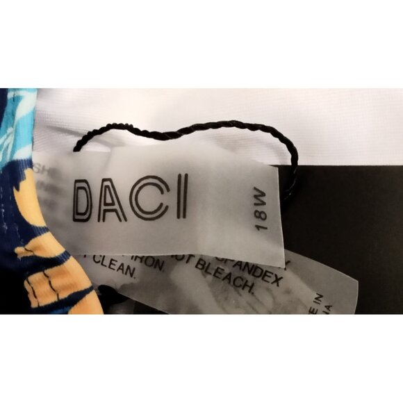 Daci Plus Size 18W One Piece Swimsuit Floral Twist Front Blue Ruched Swimwear - Picture 6 of 9